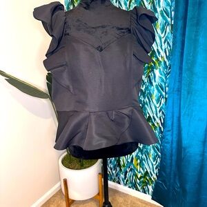 Elegant Black Ruffle Sleeve Top